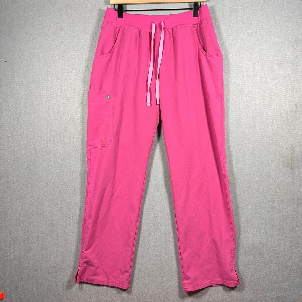 FIGS Women Pink Technical Scrub Pants Drawstring Cargo Pocket Size Laege Nurse